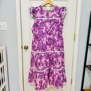 SAIL TO SABLE STS FLORAL TJX RIC RAC MIDI SMOCKED DRESS LILAC